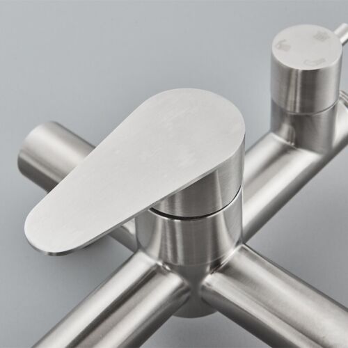 Brushed Nickel Exposed Shower System 8" Rain Shower Faucet set with Hand Shower - Picture 18 of 24