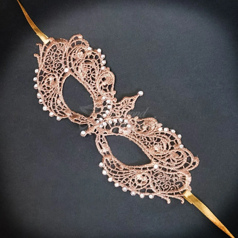 Masquerade Mask | Lace Masquerade Mask Rose Gold LM0601 - Image 2 of 3