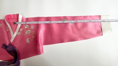 XL Koreanisches Trachtenkleid Hanbok Seide Rosa Jacke Lila Rock Weiß Bündchen - Bild 20 von 24