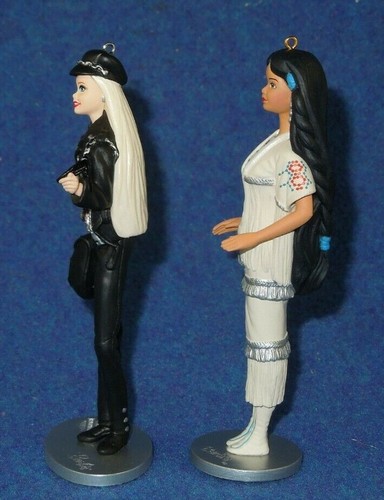 2 Barbie Collectors series Hallmark Ornaments Nativ American + Harley Davidson - Picture 3 of 10