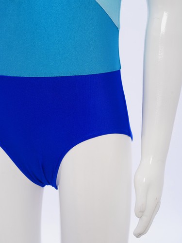 Boy Color Block Hooded Gymnastic Leotard One Piece Zipper Front Hooded Swimsuit - Picture 9 of 24
