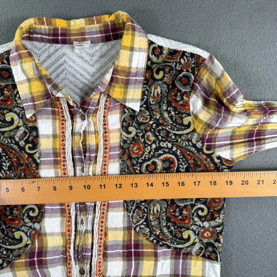 Top Gimmicks By BKE Mujer L Boho Western Crudo Cuadros Paisley Fieltro Parche *Leer Foto 4 de 4