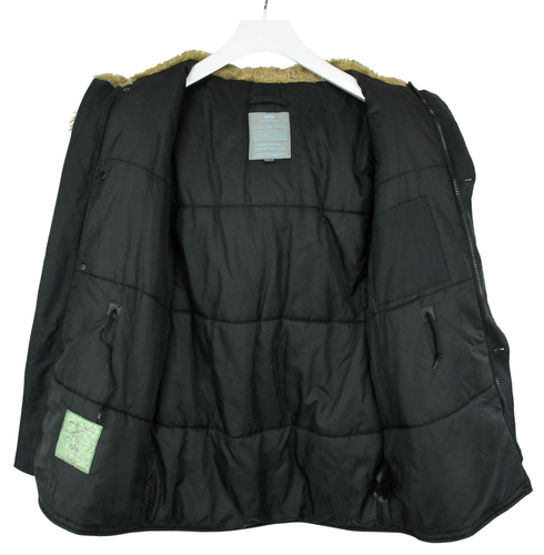 ALPHA INDUSTRIES Jacket Men's MEDIUM Full Zip Hooded Padded Parka Black - Picture 2 of 9