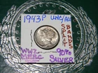 1943 P Mercury Dime, Top & Bottom Split Bands, Superb UNC/AU++