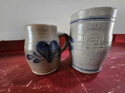 Rowe pottery works Mugs. Set Of 2. One Large. 