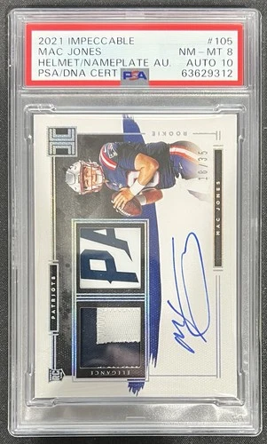 2021 Impeccable Elegance Helmet/Nameplate Mac Jones 18/35 PSA