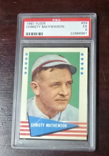 1961 FLEER BASEBALL GREATS #59 CHRISTY MATHEWSON NEW YORK GIANTS HOF PSA 5 - Picture 1 of 2