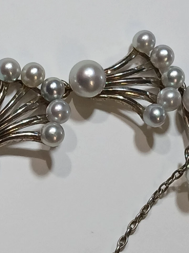 Vintage Mikimoto Akoya Cultured Pearl Bracelet 6.5 in Sterling Silver 925 - Image 4 of 4