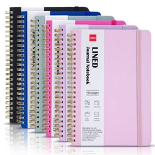 6-Pack Lined Spiral Journal Notebook, 160 Pages, A5 (5.5"x8") Hardcover Writi...