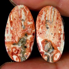 Paire de jaspe en peau de léopard 100 % naturelle cabine ovale 11 x 23 x 5 mm...