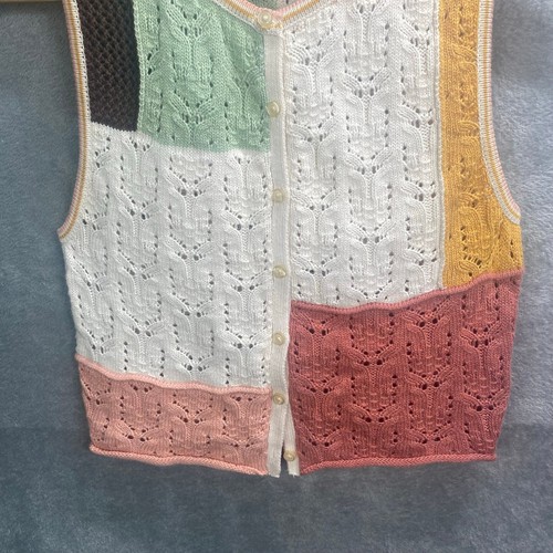 American Eagle Top Women Size XS Button Up Crop Patchwork Knit Boho Cottage Y2k - Imagen 4 de 11