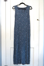 Vintage 90s Gap Sleeveless Tank Dress 8 Floral Blue Rayon Crepe Grunge Maxi