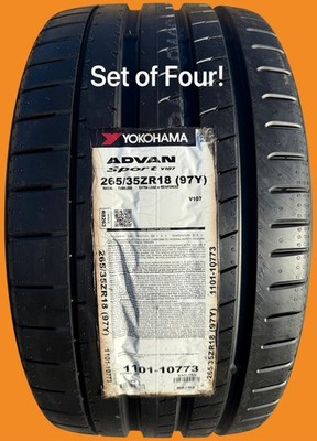 Set of FOUR BRAND NEW 265/35ZR18 (97Y) Yokohama ADVAN Sport V107 Tires 2653518