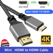 4K 60Hz Mini HDMI to HDMI Cable Braided High Speed Cord for Camera Monitor TV