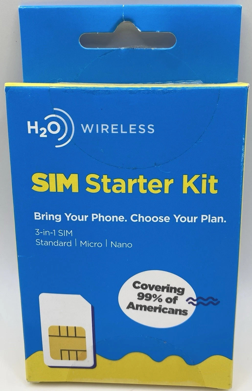 H2O Wireless SIM Starter Kit 3 In 1 SIM STANDARD MICRO NANO NEW SEALED!