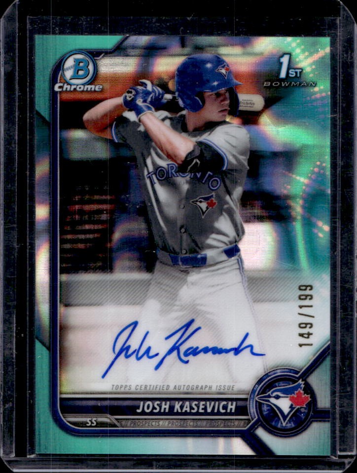 2022 Bowman Draft Josh Kasevich Chrome Auto Aqua Lava Refractor 1st #149/199