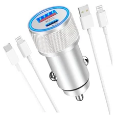 [Apple MFi Certified] iPhone Fast Car Charger, Veetone 48W Dual Port USB C 