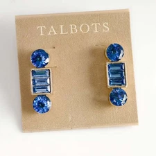 Talbots Crystal Geometric Drop Earrings Gift Chic Women Party Vacation Jewelry
