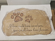 Paw Prints Dog Pet Memorial Stone Garden Stone Grave Marker NIB Keep/Gift L K