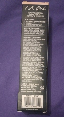 L.A. Girl Tinted Foundation, Buildable Natural Finish - GLM751 Ivory - Picture 3 of 6
