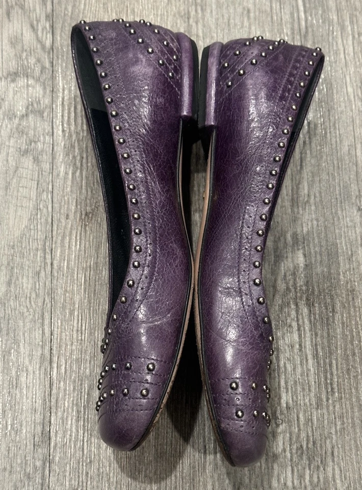 PRADA Milano Cuero Violeta, Estilo Tachonado Pisos, Ballet 35/Talla 5 EE. UU. en Italia Foto 3 de 4