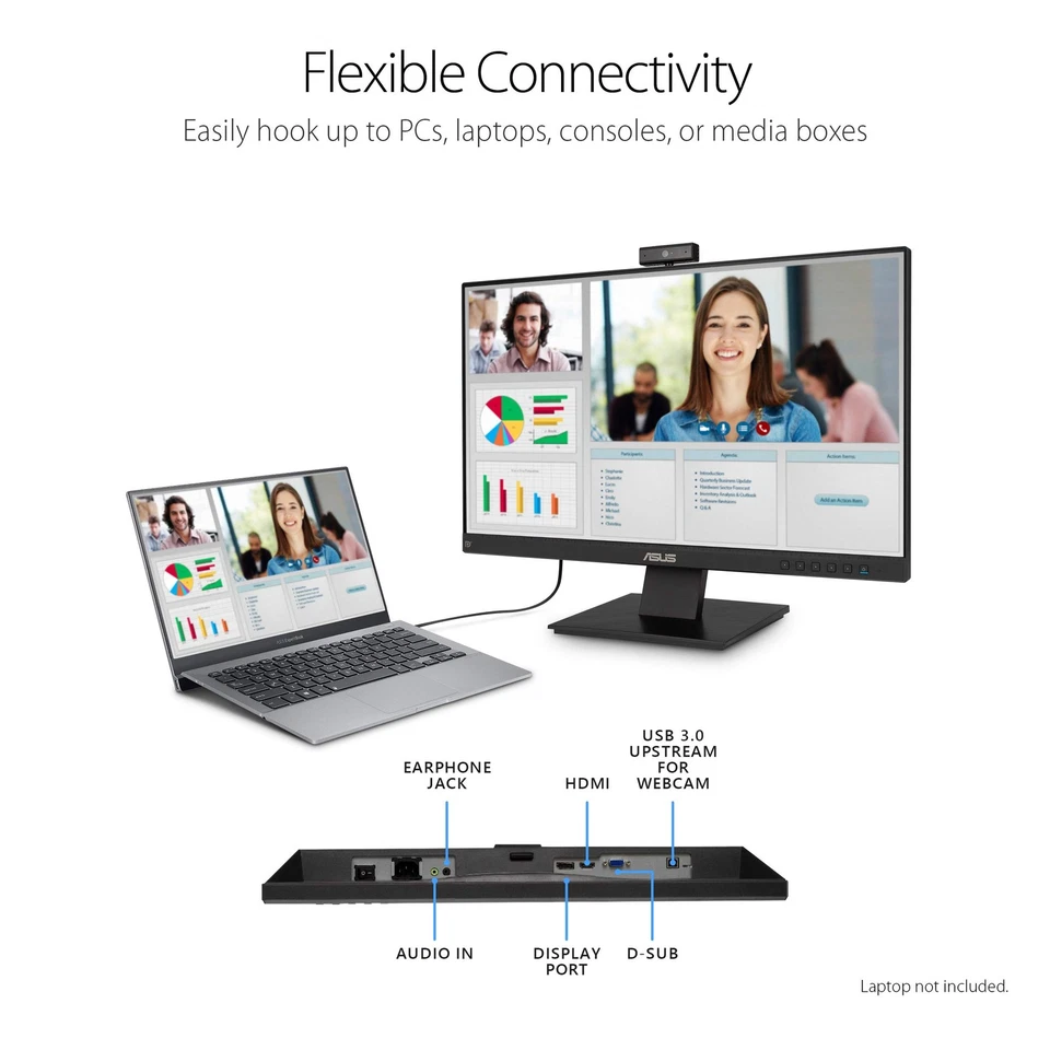 ASUS BE24EQK 23.8 Inch Full HD Monitor with Webcam Speakers and Eye Care Tech - Image 4 of 4