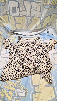 Shirt Cheetah Leopard Animal Exotic Print Womens Top Black Beige Tan Size XXL