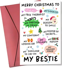 MENANA Best Friend Christmas Card with Envelope - 5.3'' x 8'' Size