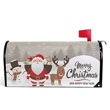  Merry Christmas Snowman Santa Claus Mailbox Cover Standard Size Happy New 