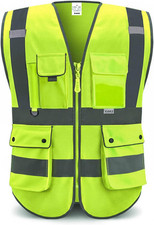 Reflective Safety Vest for Men  Women High Visibility Class 2 Vest with Pockets