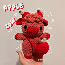 Handmade Apple Cow Crochet Plush Stuffed Animal