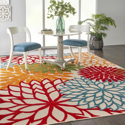 Nourison Aloha 9'6" x 13' Green Tropical Indoor/Outdoor Fabric Rug - Picture 2 of 9