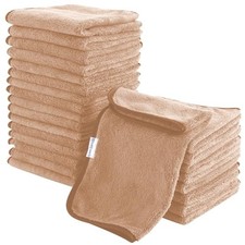 24 Pack Soft Washcloths Set - 12 x 12 inches, Washcloths Pack of 24 Brown