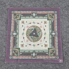 Vintage Wamcraft Southwestern Bandana Purple Green Tribal Bird Made in USA 21x21