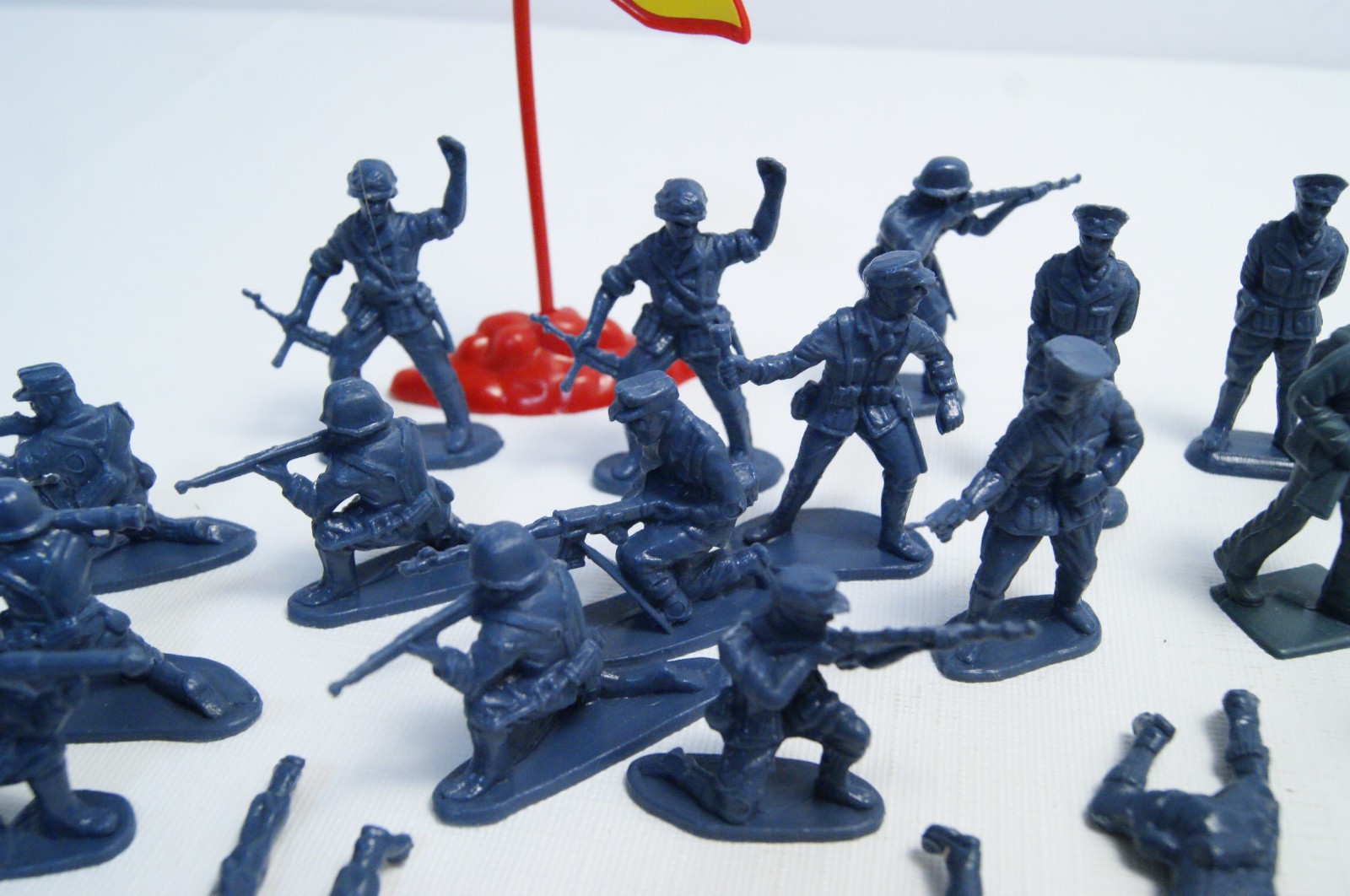 German WWII Soldiers Army Men Hard Plastic Blue Figures Toys Lot of 46 PCS