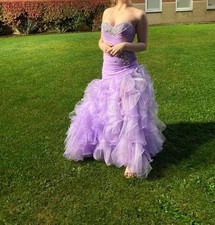 Stunning Mori Lee Vizcaya Lilac Ruffle Prom Gown Sweetheart Beaded Corset Sz 0