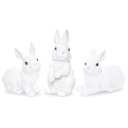 3 Pcs Easter Rabbit Figurines, Spring Bunny Statue Gifts, Cute Easter Decor B...