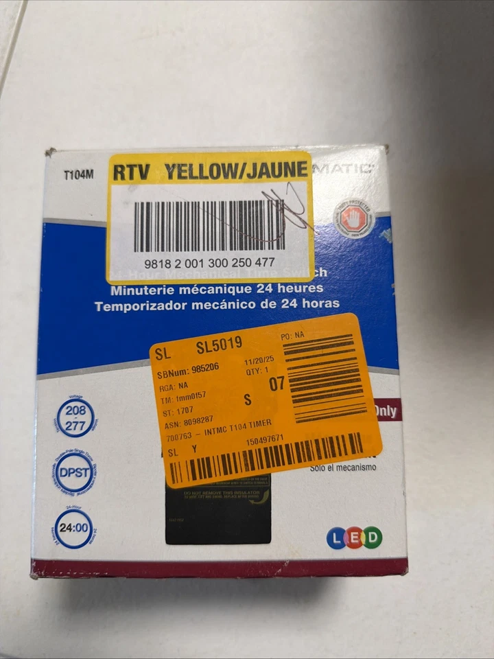 Interruptor de pared temporizador Intermatic T104M - Gris - Repuesto 208/277V 60hz WG1573-5E Foto 2 de 4
