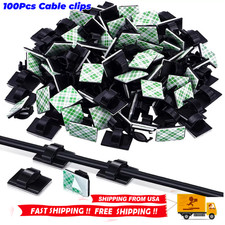100Pcs Cable Clips Wire Holder Organizer Self-Adhesive Cord Management Clamp