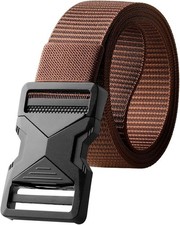 Quick Release Belt Nylon Web with Automatic Buckle Coffee Brown