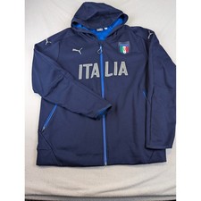 Puma Uomo Italia FIGC Calcio Pista Giacca Blu Navy Full Zip Felpa con Cappuccio XXL 748857