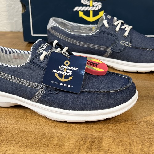 Scarpe da barca Skechers Denim Canvas Goga Max On The Go sneakers donna taglia 7,5 - Foto 3 di 20