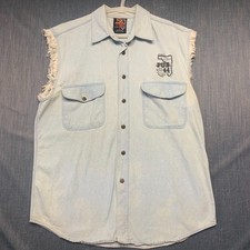 Gilly’s Pub 44 Gilet Uomo Taglia L Blu Cut Off Denim Florida Bici Settimana Camicia