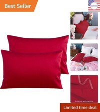 Luxury Red Queen Egyptian Cotton Sateen Pillowcases - Set of 2, 500 Thread Count
