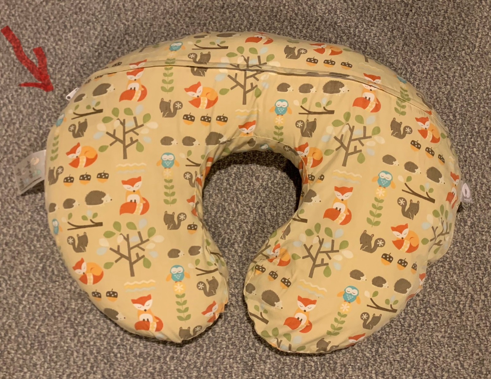 Boppy Nursing Pillow w/ Woodland Animals & Pinwheels removable, washable covers-image