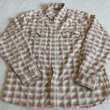 Simms COR 3 Shirt Mens Medium Terracotta Plaid Pearl Snap Fishing Vent Outdoor *