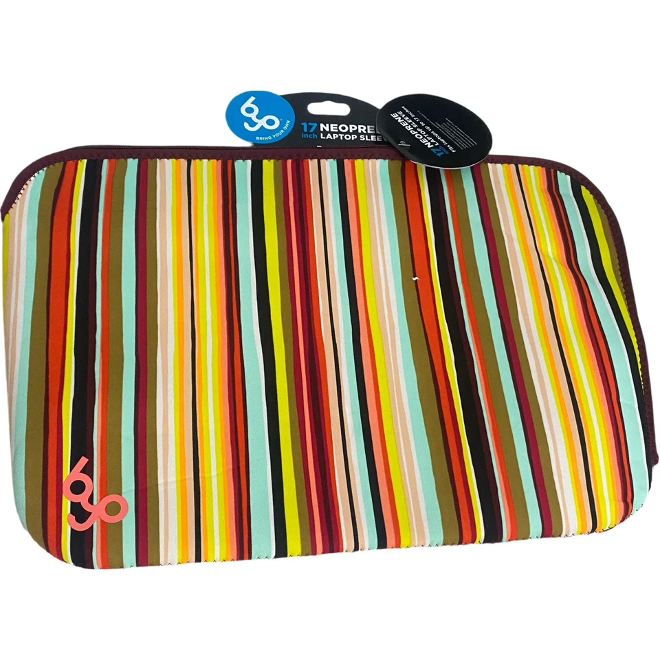 BYO 便携式电脑保护套 彩色条纹 17 英寸 全新带标签 — 第 3/4 张图片