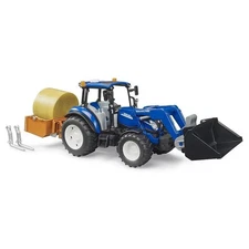 Bruder Trucks #09861 New Holland Powerstar T5.120 with load box, bale and forks