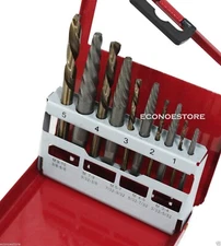 10pc Easy Out Screw Extractor & Left Hand Drill Bit Set Cobalt HSS Drill Bits