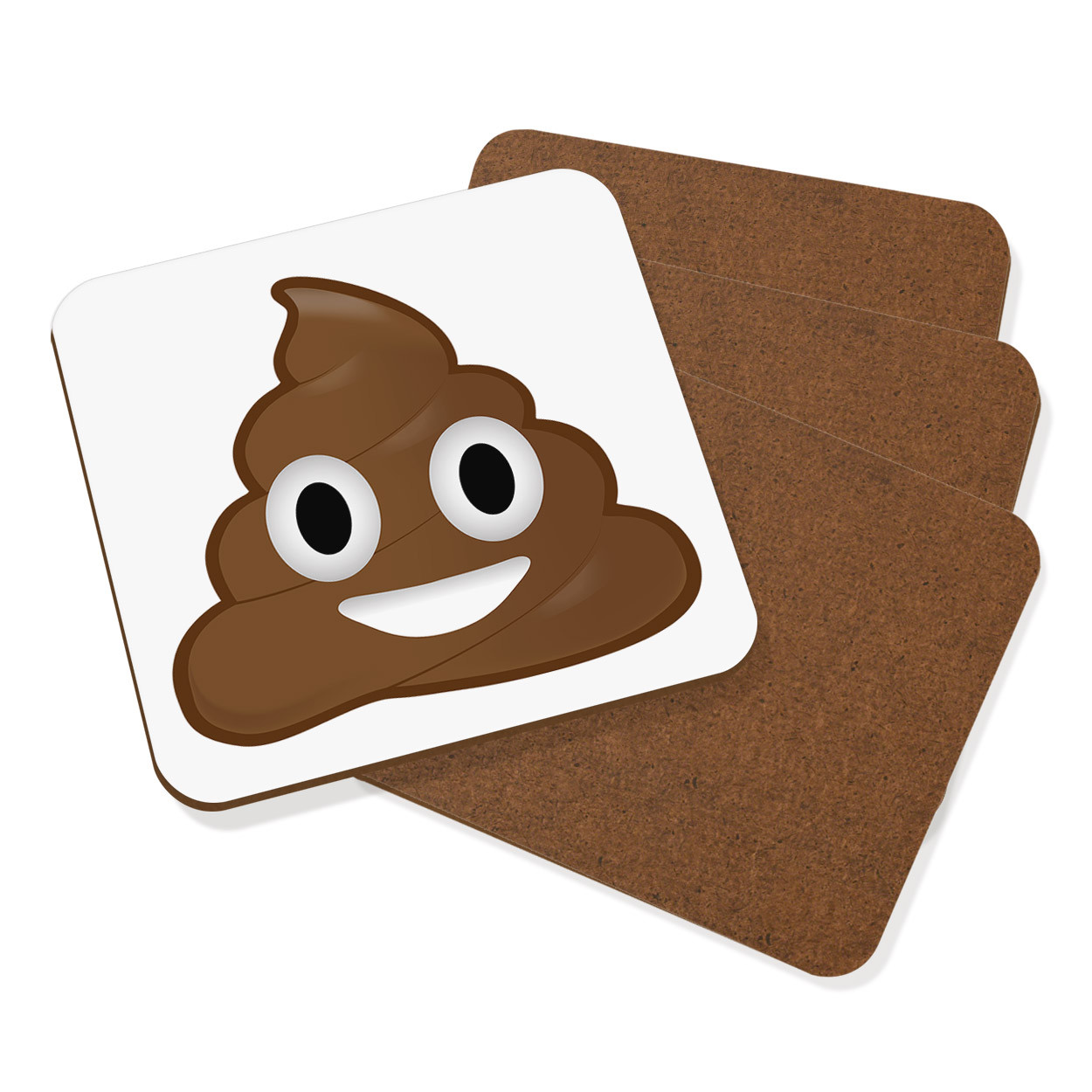 Poo Poop Emoji Coaster Drinks Mat Set Of 4 - Funny Face